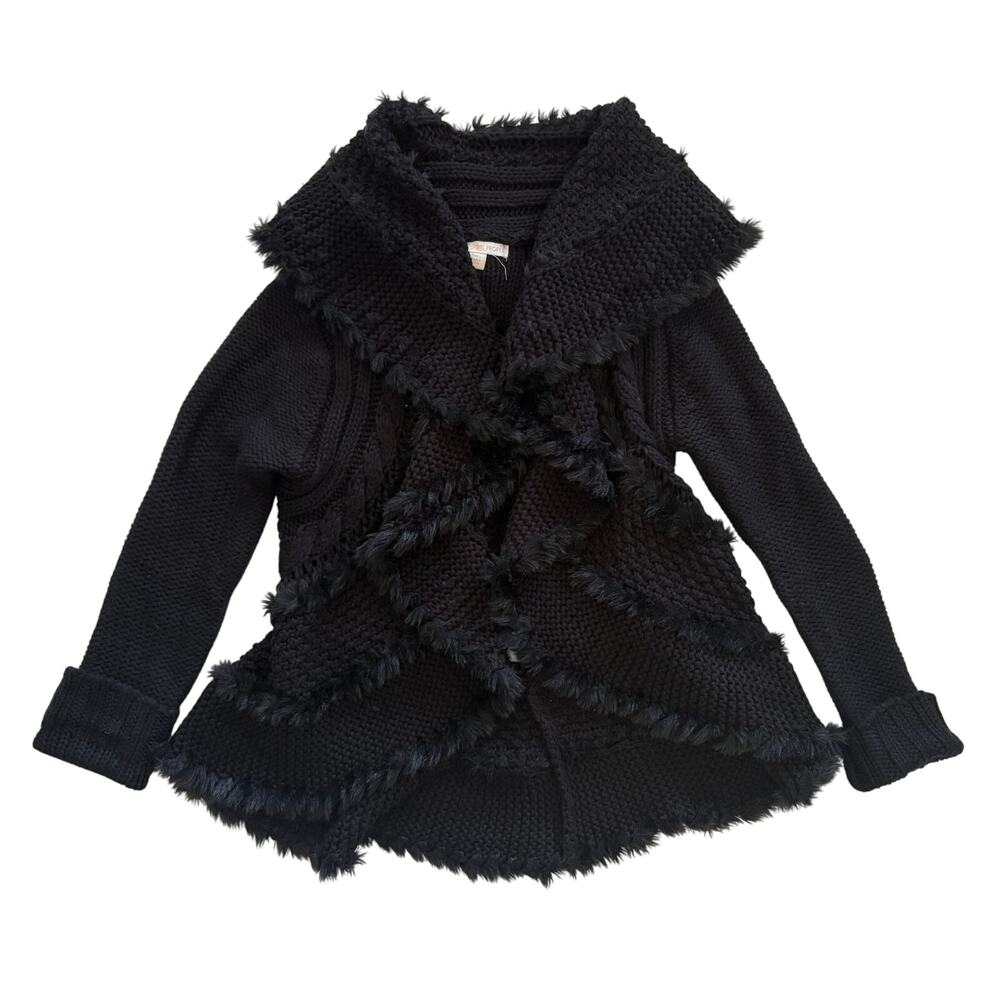 Boston Proper Black Thick Knit Open Front Jacket Size Large